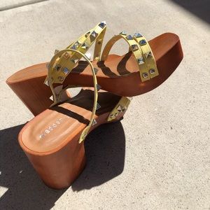 Cute yellow bejeweled summer heels
